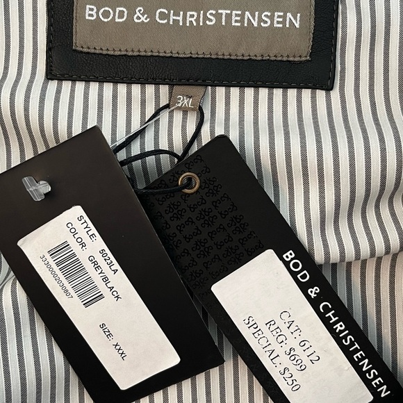 Bod & Christensen XXXL/3XL Grey Leather Burnish Jacket - Picture 16 of 16
